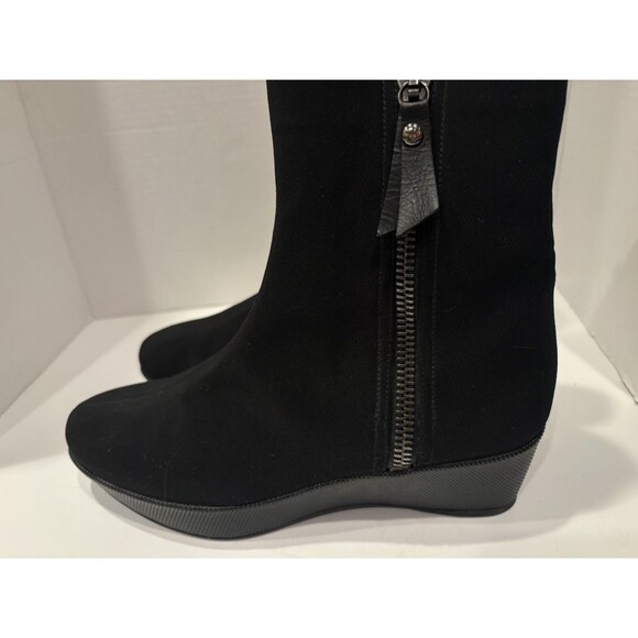 Stuart Weitzman Shoes - Stuart Weitzman Sidetrack Wedge Ankle Bootie Womens 9 Black Suede Zip